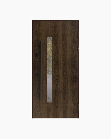 Usa Exterior Metalica pentru Casa "Premium Nordik Glass" Premium Thermo, Stejar Inchis