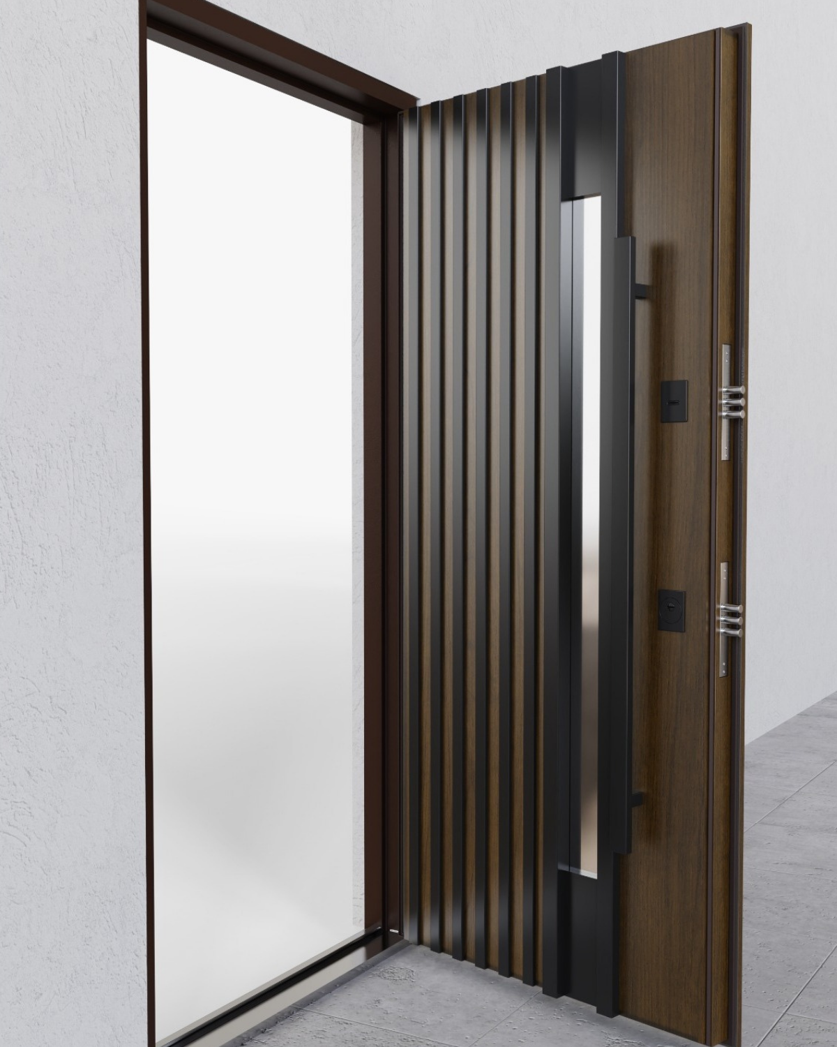 Usa Exterior Metalica pentru Casa "Premium Nordik Glass" Premium Thermo, Stejar Inchis